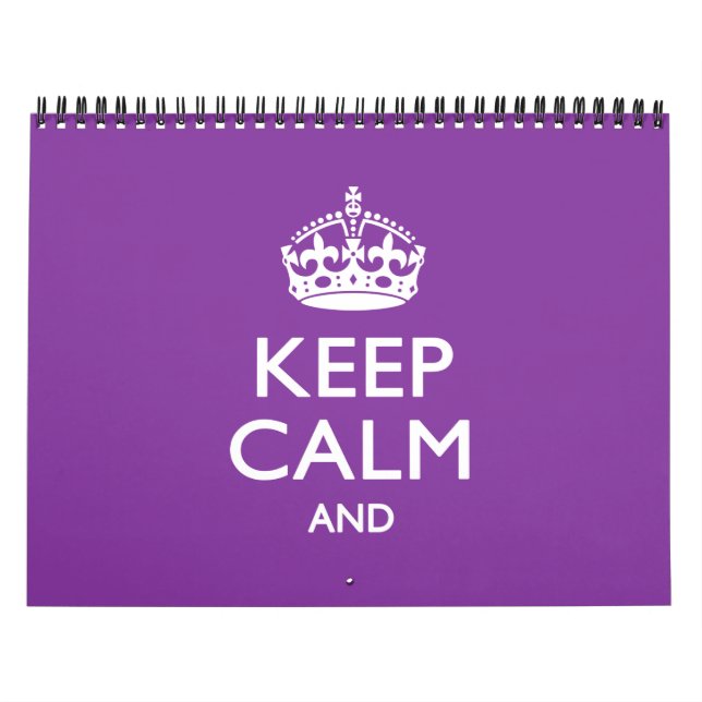 Purple Monthly KEEP CALM AND Your Text Calendar (Cover)