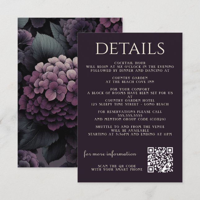 Purple Moody Floral Enclosure Card (Front/Back)