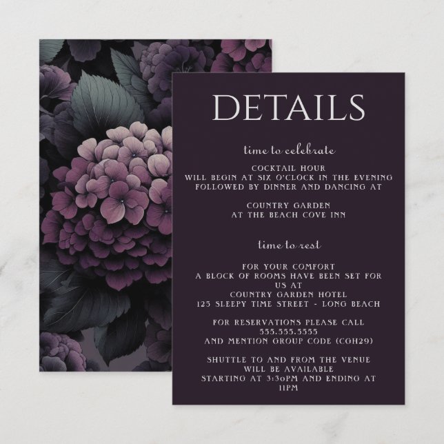 Purple Moody Floral Enclosure Card (Front/Back)