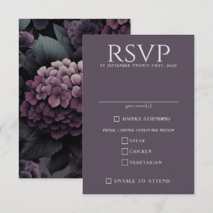 Purple Moody Floral Food Choices RSVP Card