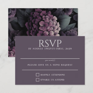Purple Moody Floral RSVP Card