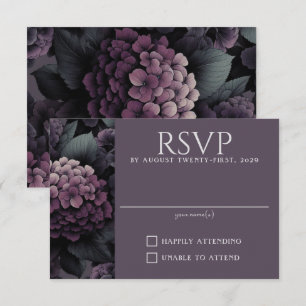 Purple Moody Floral RSVP Card
