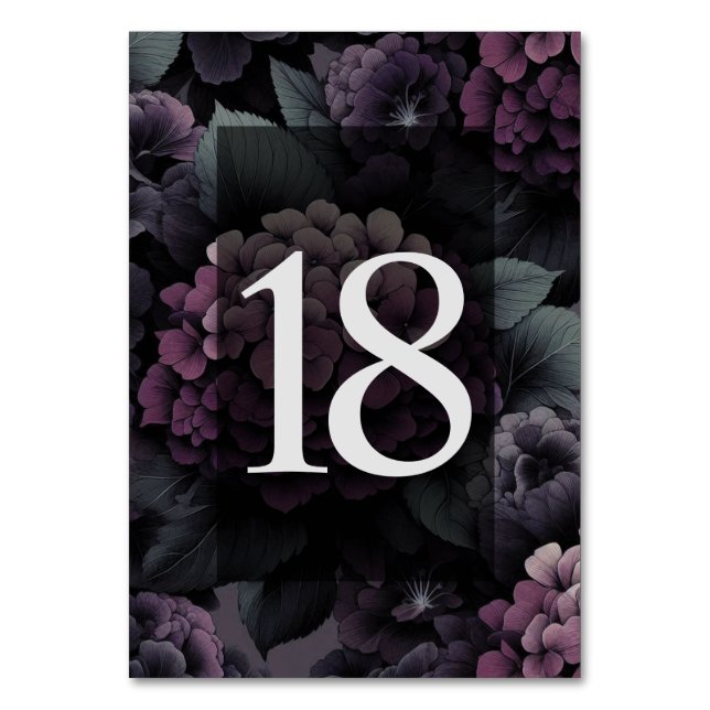 Purple Moody Floral Table 18 Number (Front)