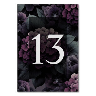 Purple Moody Floral Table Number