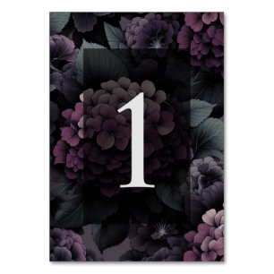 Purple Moody Floral Table Number
