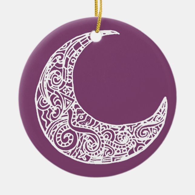 purple moon ceramic ornament (Front)