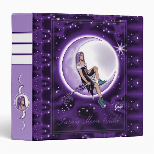 Purple Moon Child 3 Ring Binder (Front/Spine)