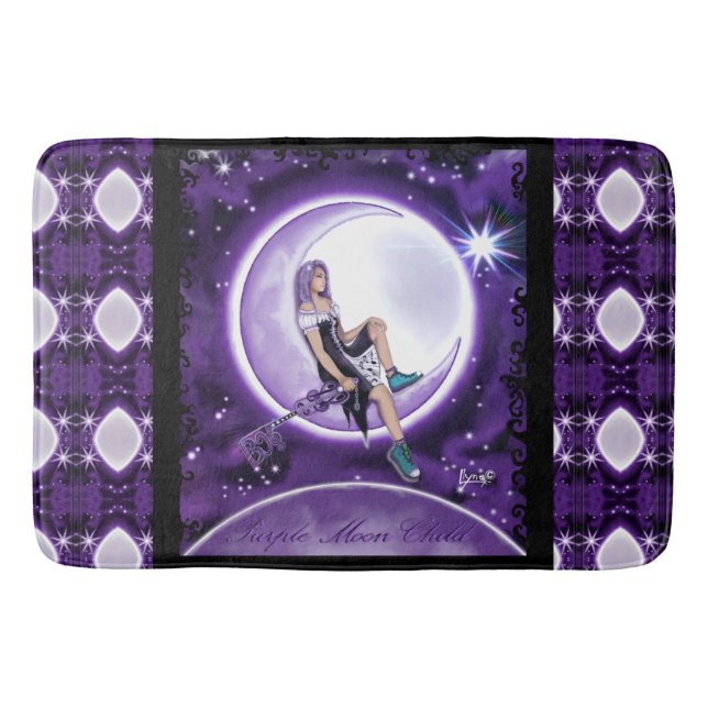 Purple Moon Child Bath Mat (Front)