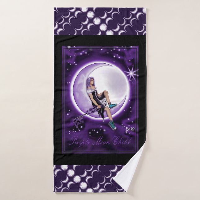 Purple Moon Child Bath Towel (Bath Towel)