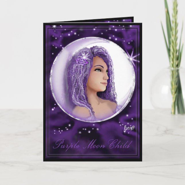 Purple Moon Child birthday card (Front)