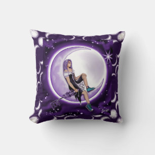 Purple moon Child Throw Pillow