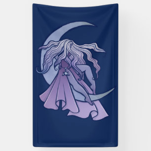 Purple Moon Goddess Wiccan Triple Moon Symbol Art Banner