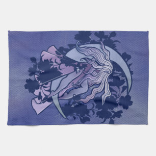 Purple Moon Goddess Wiccan Triple Moon Symbol Art Kitchen Towel