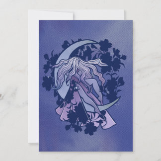 Purple Moon Goddess Wiccan Triple Moon Symbol  Invitation