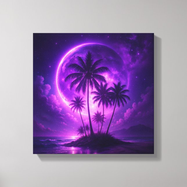 Purple Moon Island Dreamscape Canvas Print (Front)