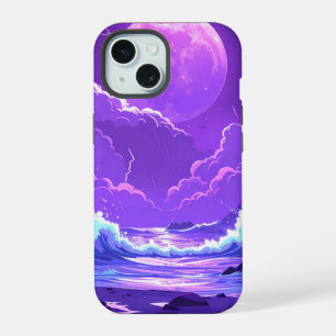 Purple Moon Over the Sea – Dreamy Night Sky iPhone iPhone 15 Case
