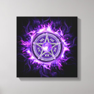 Purple Moon Pentagram Canvas Print