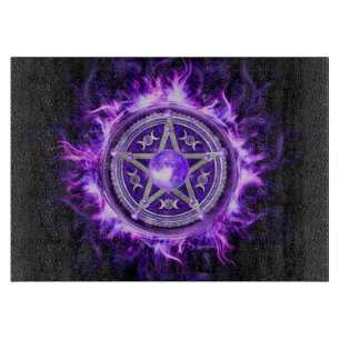 Purple Moon Pentagram Cutting Board