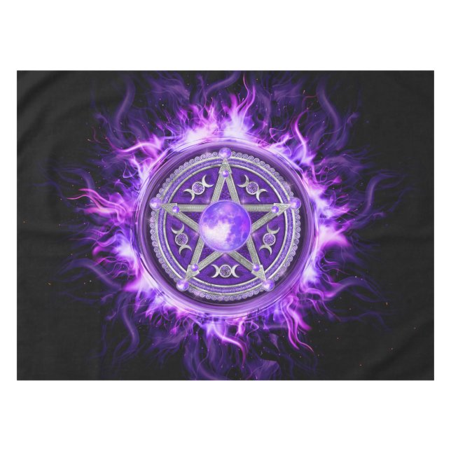 Purple Moon Pentagram Tablecloth (Front (Horizontal))