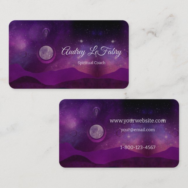 Purple Moon Sky Spiritual Business Card (Front/Back)