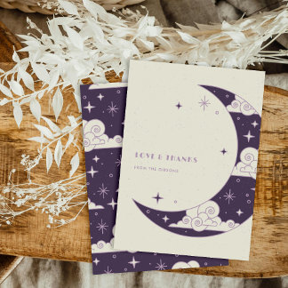 Purple Moon & Stars Celestial Wedding Thank You Card