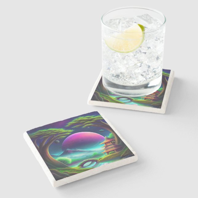 Purple moon stone coaster (Side)