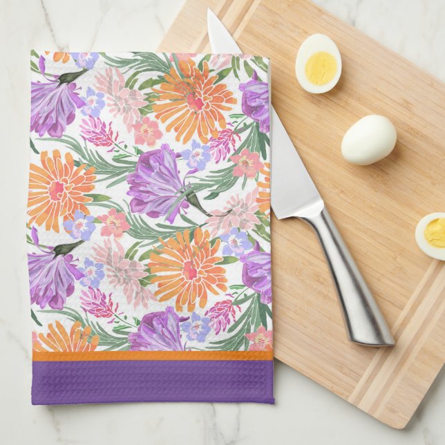 Purple Morning Glory  Kitchen Towel (Quarter Fold)