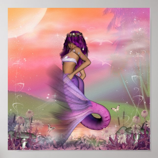 Purple Morning Mermaid Poster (Front)