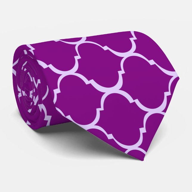 Purple Moroccan Design Tie (Rolled)