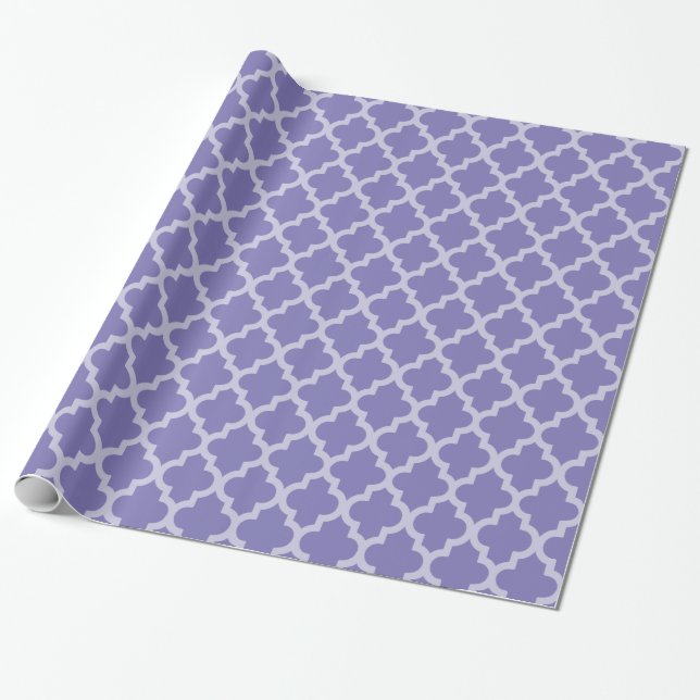 Purple Moroccan Moods Quatrefoil Wrapping Paper (Unrolled)
