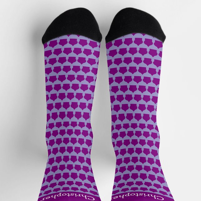 Purple Moroccan Pattern Design Socks (Top)