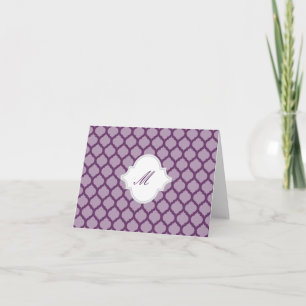 Purple Moroccan Pattern with Monogram Note Cards