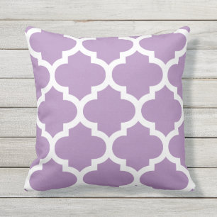 Purple Moroccan Quatrefoil Outdoor Pillows
