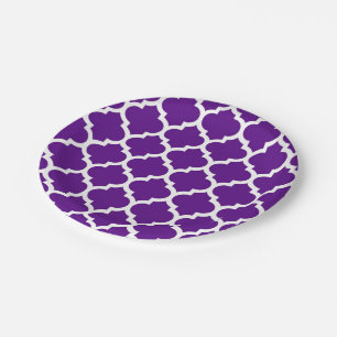 Purple Moroccan Quatrefoil Pattern #5 Paper Plate