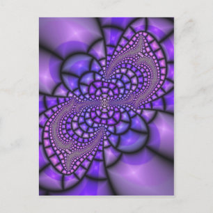 Purple Mosaic Fractal Flower Postcard