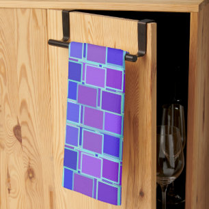 Purple Mosaic Squares Tile Pattern Kitchen Towel