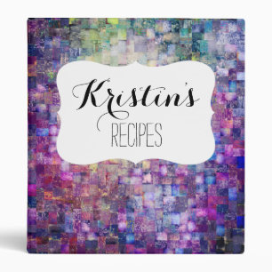 Purple mosaic watercolor abstract painted binder