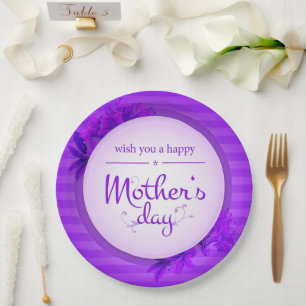 Purple Mother's day pattern Paper Plate