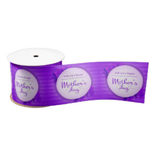 Purple Mother's day pattern Satin Ribbon