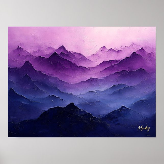 Purple Mountain Layers – Abstract Purple Landscape Poster (Front)