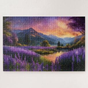 Purple Mountain Valley Sunrise Jigsaw Puzzle
