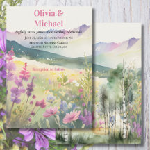 Purple Mountain Wildflowers Wedding Invitation