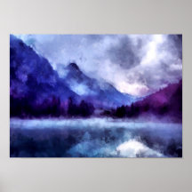 Purple mountains in Alaska | Landscape Painting