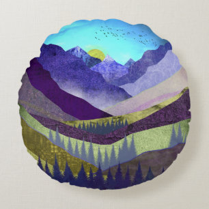 Purple Mountains Majesty Round Pillow
