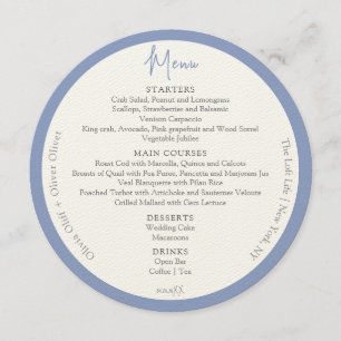 Purple Mountains Wedding Circle Menu