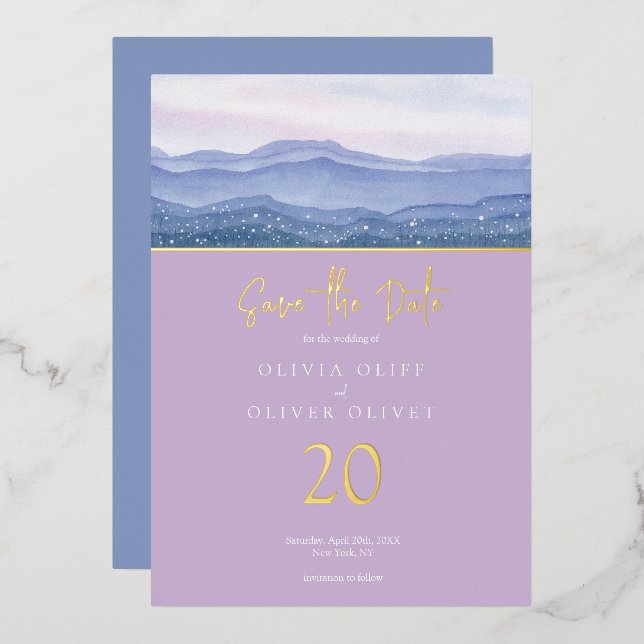 Purple Mountains Wedding Save The Date (Front/Back)