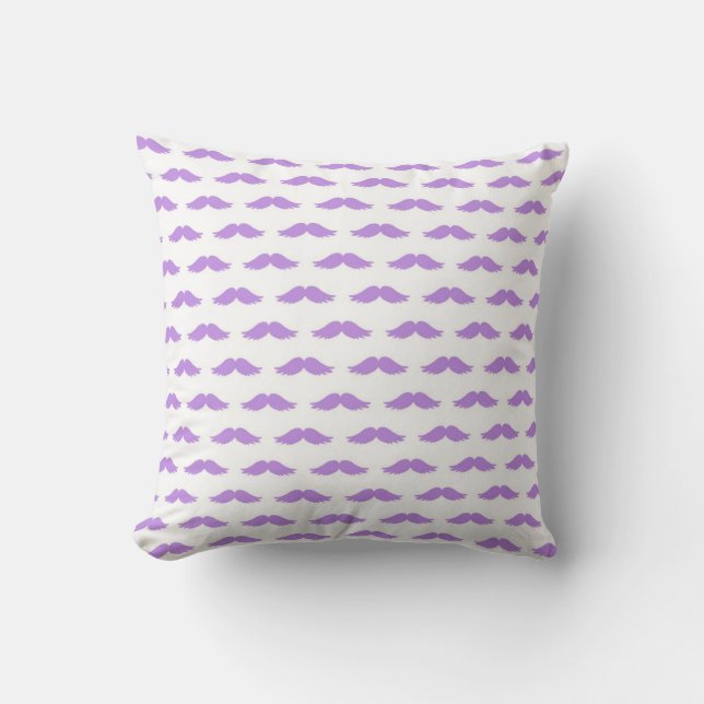 Purple Moustache Throw Pillow (Front)