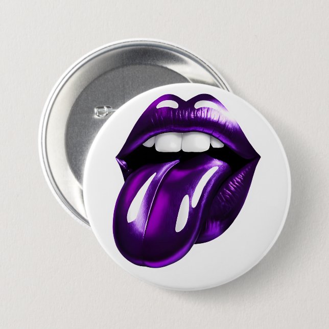Purple mouth 3 inch round button (Front & Back)