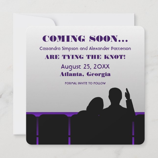 Purple Movie Theatre Save the Date (Front)