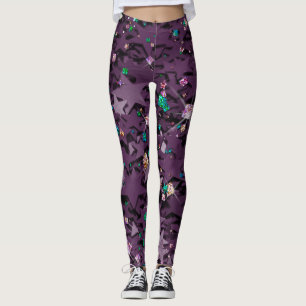 Purple & Multi-Coloured Sparkly Stars Leggings